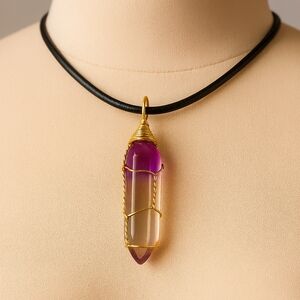 Gold Wire Crystal Wrapped Pendant Necklace 18-in – Women’s Fashion Jewelry